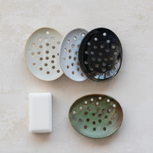Load image into Gallery viewer, 5"L x 4"W Stoneware Footed Soap Dish (4 Colors)
