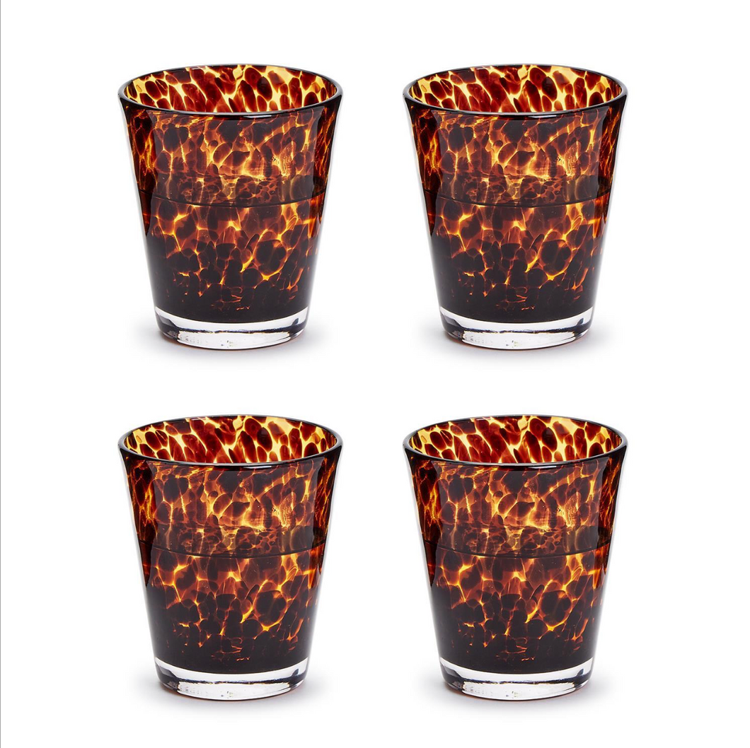 Tortoise Print Double Old Fashion Glass 54646