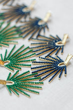 Load image into Gallery viewer, Olive Sunburst Statement Drop Earrings
