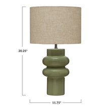 Load image into Gallery viewer, Stoneware Table Lamp with Linen Shade and Inline Switch
