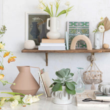 Load image into Gallery viewer, Handmade Stoneware Planter, Reactive Glaze, Antique White (Holds 5&quot; Pot)
