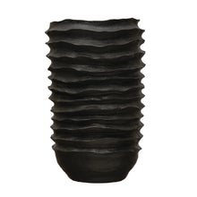 Load image into Gallery viewer, Matt Black Stoneware Ripple Floor Planter/Vase
