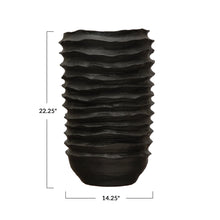 Load image into Gallery viewer, Matt Black Stoneware Ripple Floor Planter/Vase
