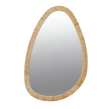 Load image into Gallery viewer, Rattan Wrapped Wood Framed Organic Shaped Wall Mirror
