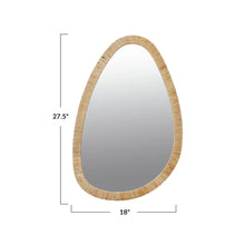 Load image into Gallery viewer, Rattan Wrapped Wood Framed Organic Shaped Wall Mirror
