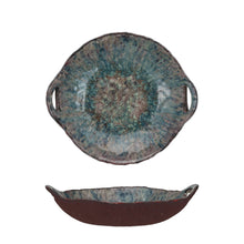 Load image into Gallery viewer, Stoneware Bowl w/ Handles, Reactive Glaze (Each One Will Vary)
