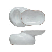 Load image into Gallery viewer, Stoneware Pedestal Dish w/ 2 Sections, Reactive Glaze
