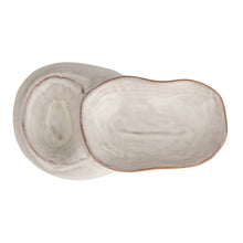 Load image into Gallery viewer, Stoneware Pedestal Dish w/ 2 Sections, Reactive Glaze
