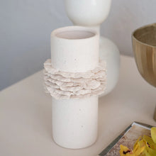 Load image into Gallery viewer, Stoneware Vase w/ Ruffles, Matte Cream Color
