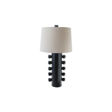 Load image into Gallery viewer, Stoneware Table Lamp with Balls, Linen Shade &amp; Inline Switch, Black

