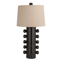 Load image into Gallery viewer, Stoneware Table Lamp with Balls, Linen Shade &amp; Inline Switch, Black
