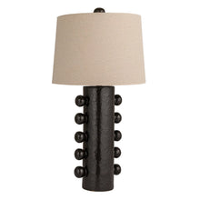 Load image into Gallery viewer, Stoneware Table Lamp with Balls, Linen Shade &amp; Inline Switch, Black
