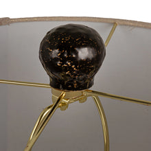 Load image into Gallery viewer, Stoneware Table Lamp with Balls, Linen Shade &amp; Inline Switch, Black
