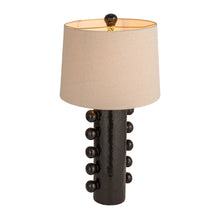 Load image into Gallery viewer, Stoneware Table Lamp with Balls, Linen Shade &amp; Inline Switch, Black
