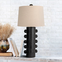 Load image into Gallery viewer, Stoneware Table Lamp with Balls, Linen Shade &amp; Inline Switch, Black
