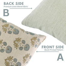 Load image into Gallery viewer, Boho Decor Block Print Linen Blend Pillow Cover - Rishi: Linen Blend / One Side / 22X22
