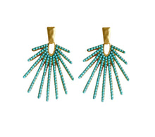 Load image into Gallery viewer, Turquoise Sunburst Statement Drop Earrings
