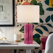 Load image into Gallery viewer, Drum Shade Glass Table Lamp, Pink
