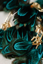 Load image into Gallery viewer, Peacock Feather Fall Statement Tassel Earrings
