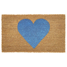 Load image into Gallery viewer, 17" X 29" Brown And Blue Heart Outdoor Coir Door Mat
