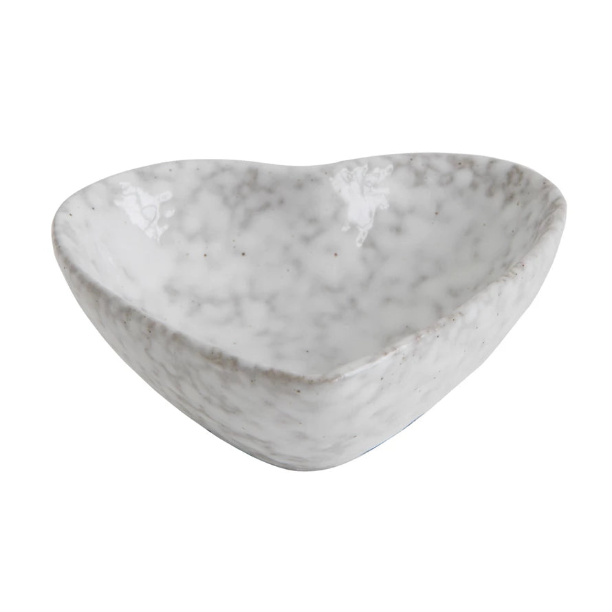 Stoneware Heart Dish - Antique White Finish