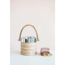 Load image into Gallery viewer, 1-1/2 Quart Stainless Steel and Woven Rattan Ice Bucket with Mango Wood Handle
