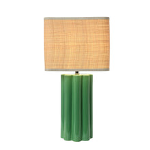 Load image into Gallery viewer, Stoneware Fluted Table Lamp with Raffia Shade
