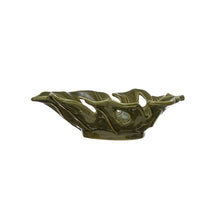 Load image into Gallery viewer, Stoneware Monstera Shaped Bowl, Reactive Glaze
