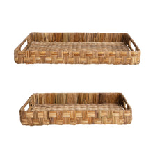 Load image into Gallery viewer, Decorative Hand-Woven Rattan Trays w/ Handles - Large
