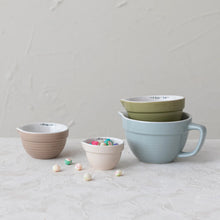 Load image into Gallery viewer, Stoneware Batter Bowl Measuring Cups, 4 Colors, Set of 4

