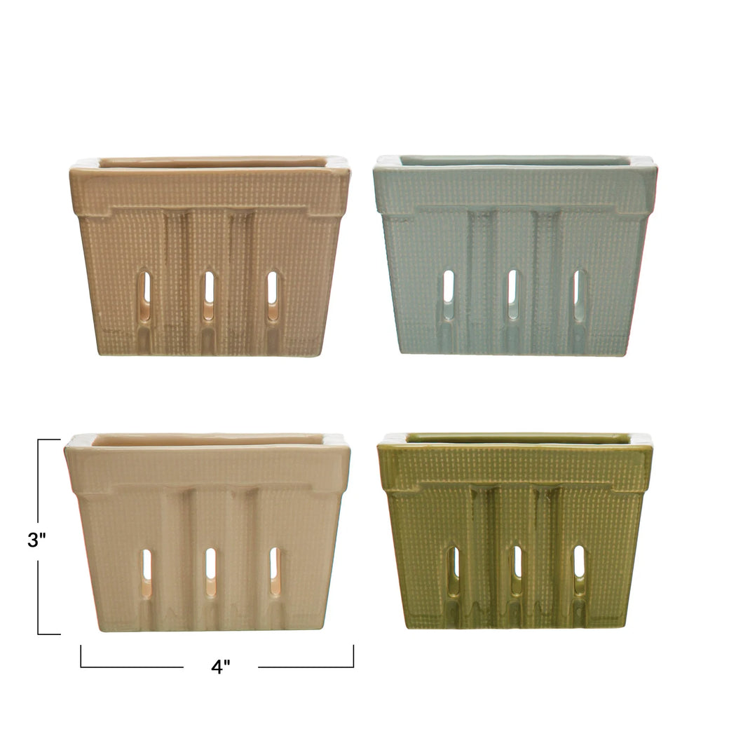 Textured Stoneware Berry Basket, 4 Colors (Copy)