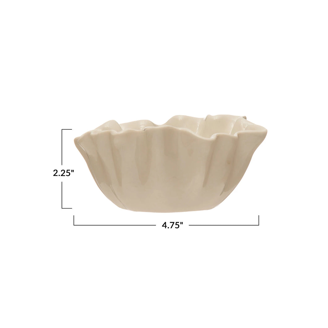 Stoneware White Fluted Bowl - Small