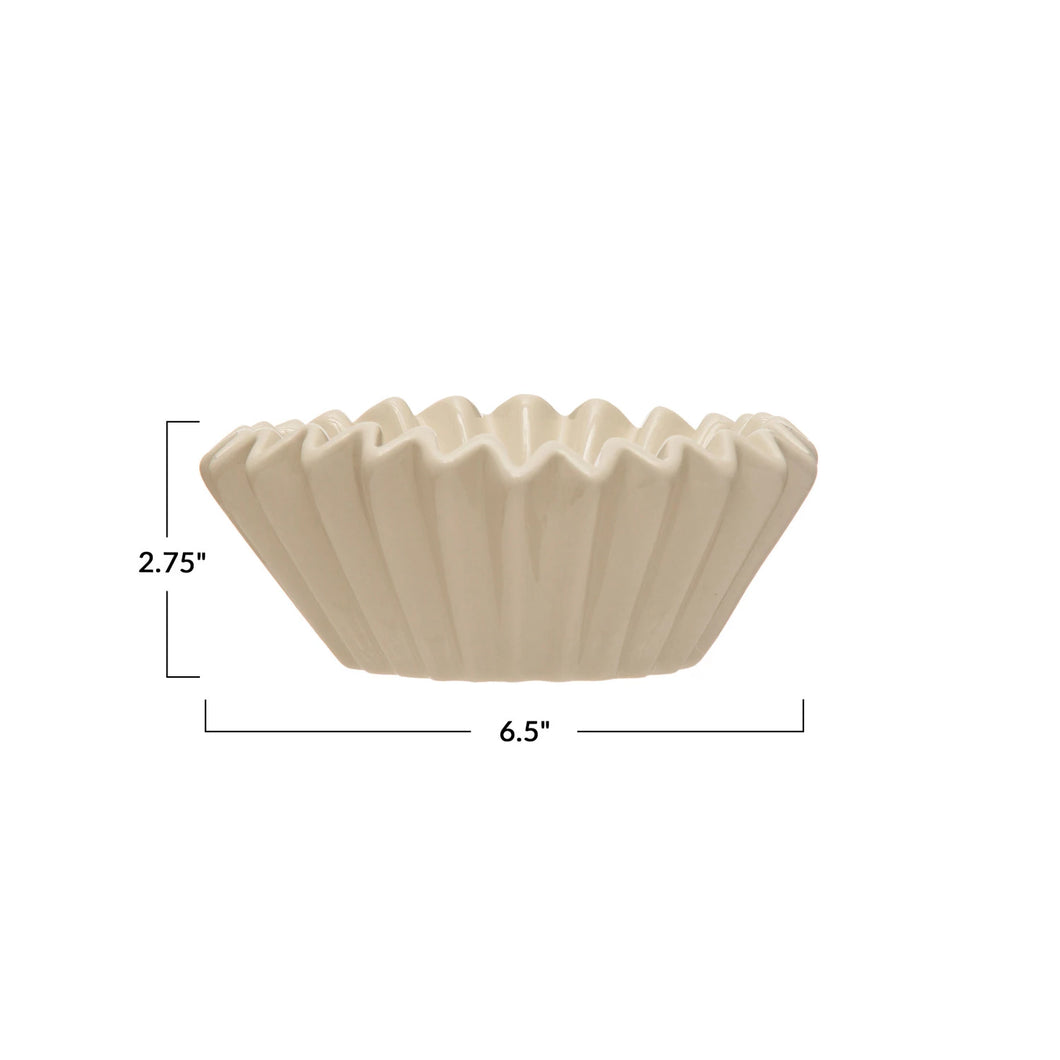 Stoneware Fluted Bowl, Large White