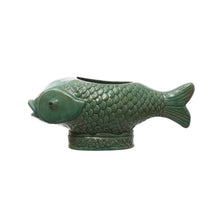 Load image into Gallery viewer, Debossed Stoneware Fish Planter (Holds 7" Pot) DF7946
