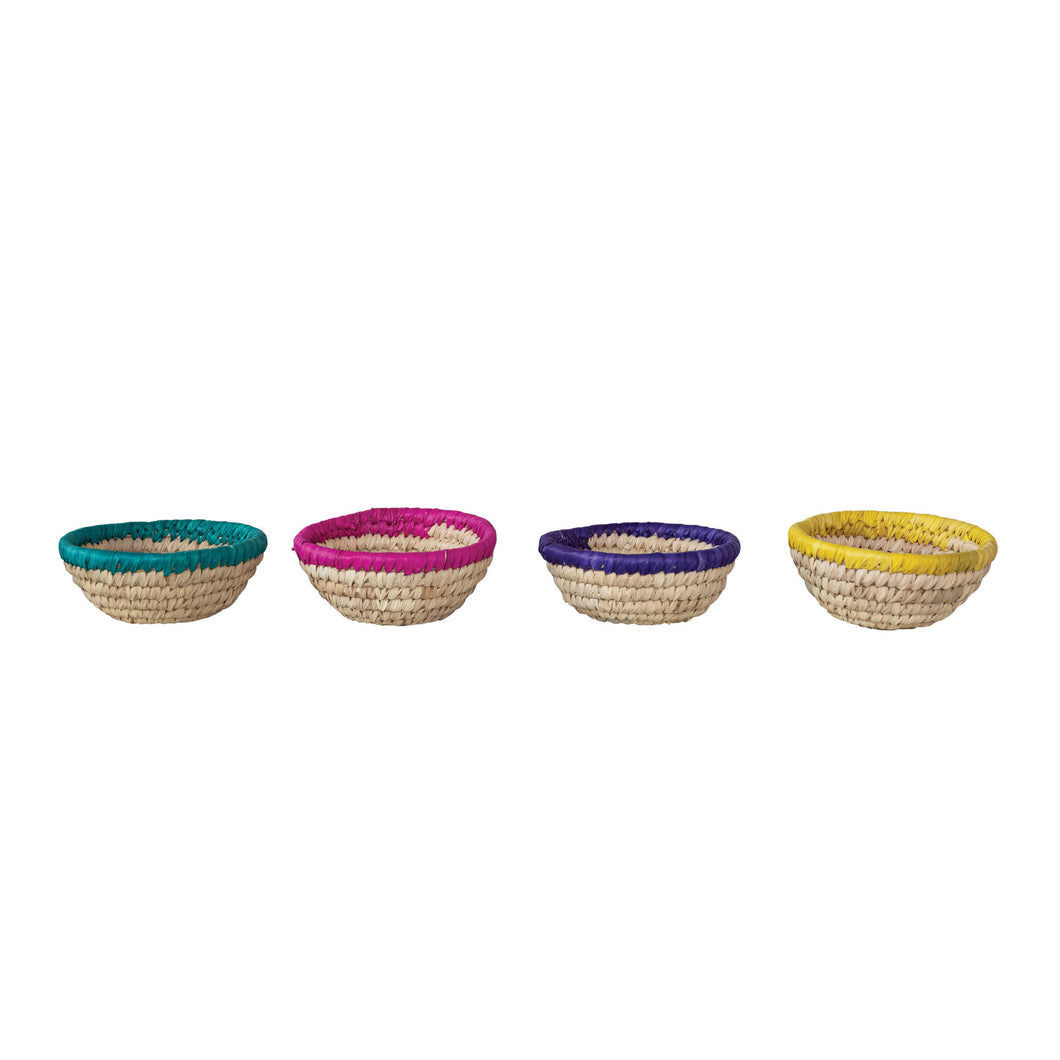 Hand-Woven Basket w/ Colored Rim, 4 Colors