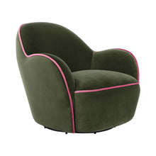 Load image into Gallery viewer, Velvet Upholstered Swivel Chair w/ Pink Piping
