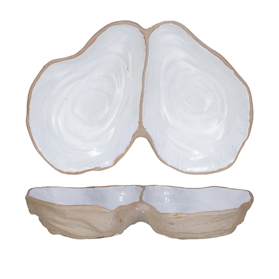 Stoneware Oyster Shell Shaped Dish w/ 2 Sections DF8726 – Auden & Avery
