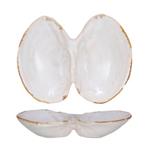 Load image into Gallery viewer, Stoneware Shell Shaped Dish w/ 2 Sections
