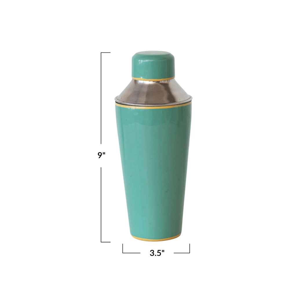 21 oz. Enameled Stainless Steel Cocktail Shaker w/ Colored Edge