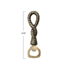 Load image into Gallery viewer, Cast Aluminum &amp; Stainless Steel Rope Shaped Bottle Opener
