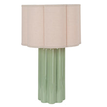 Load image into Gallery viewer, Stoneware Fluted Table Lamp w/ Linen Scalloped Shade &amp; Swivel Neck
