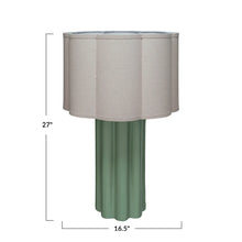 Load image into Gallery viewer, Stoneware Fluted Table Lamp w/ Linen Scalloped Shade &amp; Swivel Neck
