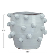 Load image into Gallery viewer, Handmade Hobnail Terra-cotta Planter, White (Holds 7&quot; Pot)
