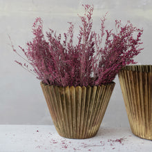 Load image into Gallery viewer, Decorative Metal Fluted Planters, Antique Brass Finish, Set of 2 (Holds 12" &amp; 10" Pots)
