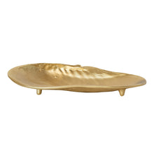 Load image into Gallery viewer, Decorative Cast Aluminum Footed Shell Shaped Tray, Gold Finish
