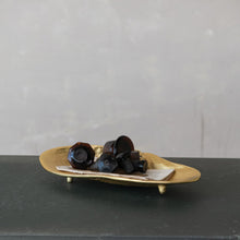 Load image into Gallery viewer, Decorative Cast Aluminum Footed Shell Shaped Tray, Gold Finish
