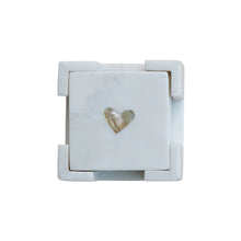 Load image into Gallery viewer, Marble Coasters with Mother of Pearl Inlay &amp; Holder, Set of 5
