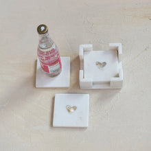 Load image into Gallery viewer, Marble Coasters with Mother of Pearl Inlay &amp; Holder, Set of 5
