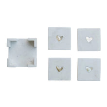 Load image into Gallery viewer, Marble Coasters with Mother of Pearl Inlay &amp; Holder, Set of 5
