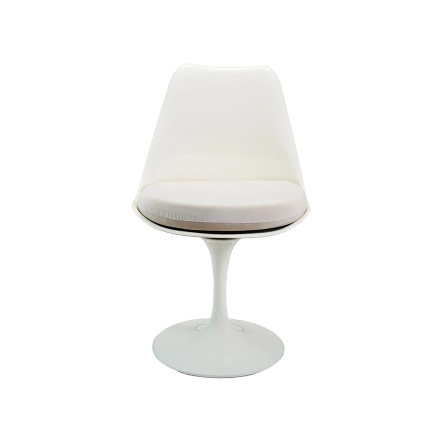 Plastic Tulip Swivel Chair w/ Removable Cushion, Cream Color